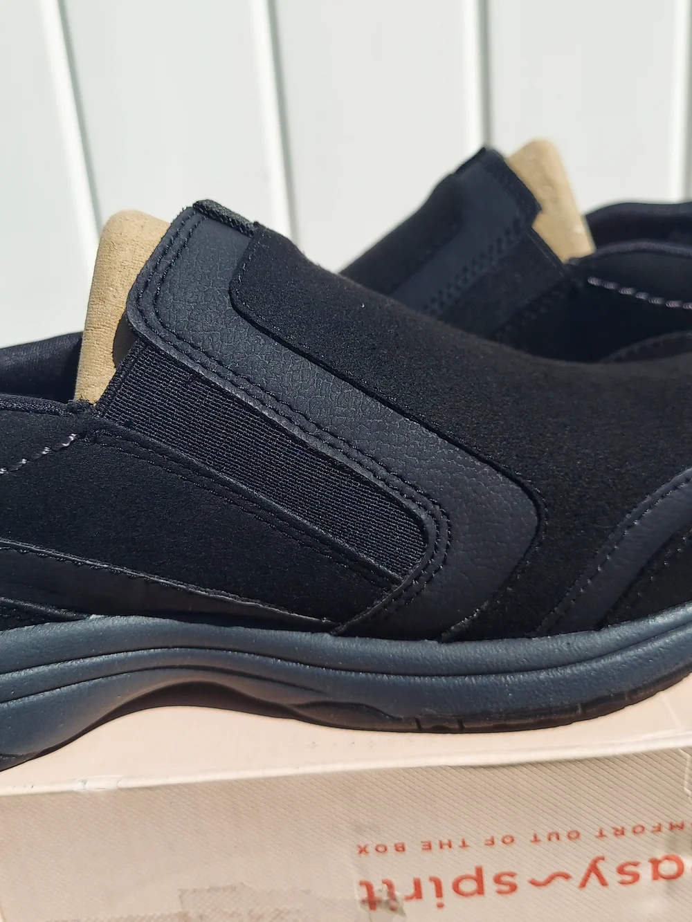 Easy Spirit Thallow Black Suede Slip-On Zipper Comfort Loafer Womens Size 9 NWT